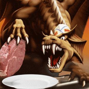 Denny's Tumblr - Dragon Cooking a Steak with Fire Breath